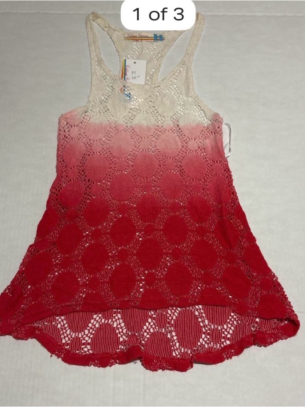 Vintage Havana Women’s Ombré Crochet Tank Top - Red/Cream
